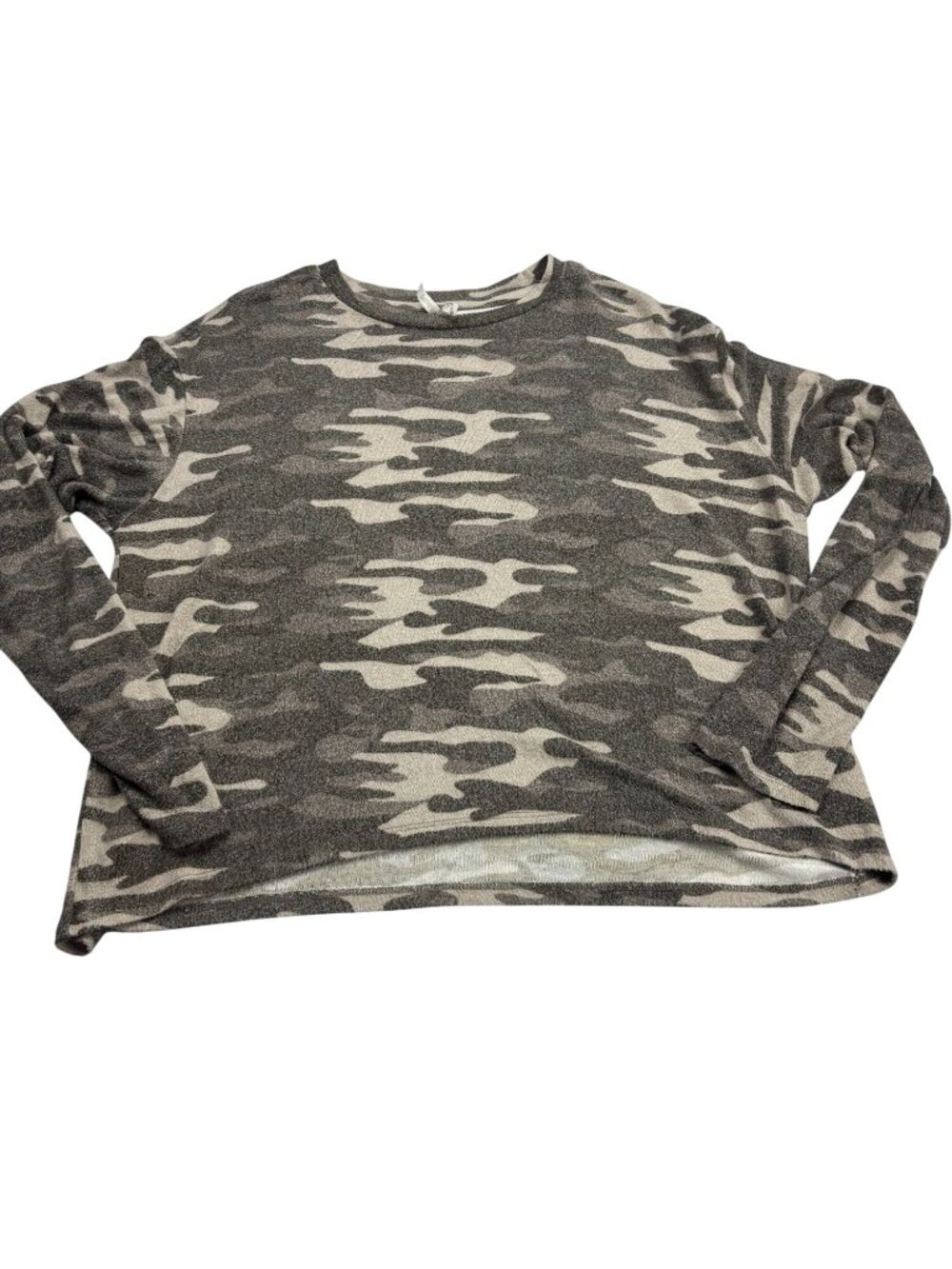 Mudd Grey Camouflage Print Womens Long Sleeve Knit Top Size L
